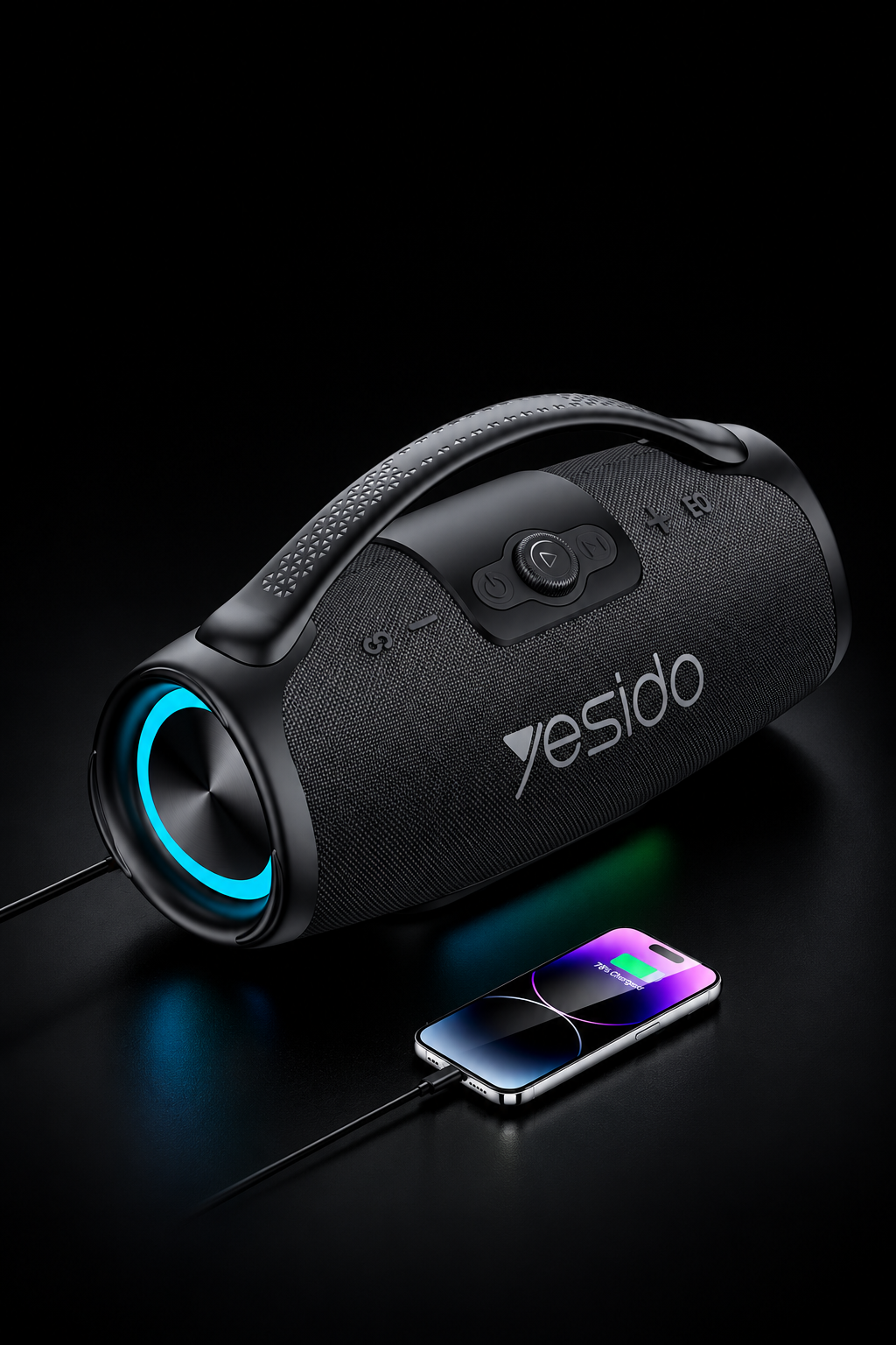 Yesido YSW49 100W RGB Işıklı Bluetooth 5.3 Destekli TWS Özellikli Taşınabilir Kablosuz Hoparlör