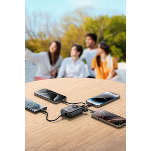 Yesido YP64 10.000 mAh Dijital Göstergeli Dahili Type-C ve Lightning Kablolu PD Mini Powerbank - Siyah