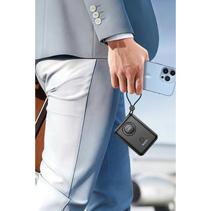 Yesido YP64 10.000 mAh Dijital Göstergeli Dahili Type-C ve Lightning Kablolu PD Mini Powerbank - Siyah