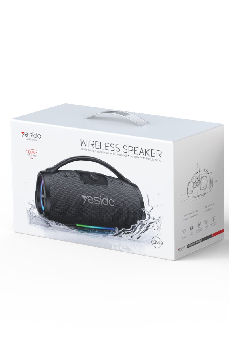 Yesido YSW49 100W RGB Işıklı Bluetooth 5.3 Destekli TWS Özellikli Taşınabilir Kablosuz Hoparlör